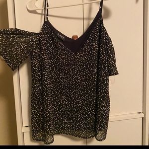 Cold shoulder polka dot top